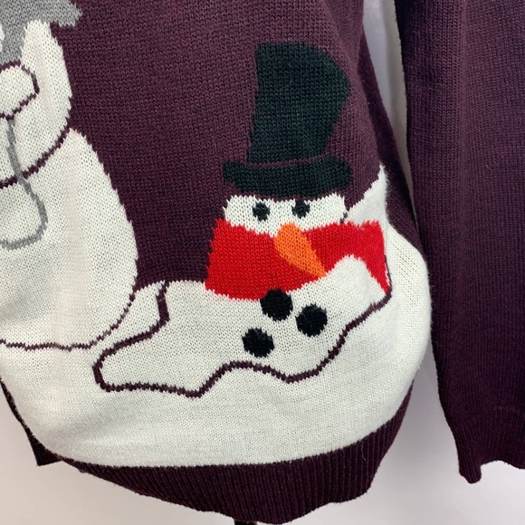 21 Men Purple Snowman Christmas Holiday Long Sleeve Crew Neck Sweater Size S - Picture 6 of 9